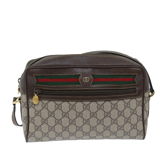 GUCCI GG Supreme Web Sherry Line Shoulder Bag PVC Beige Red 4023 001 Auth ep3849 - Picture 2 of 16